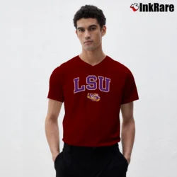Men’s LSU Tigers Colosseum Arch Logo V-Neck Tee in maroon | Sharp, Breathable, Everyday Staple