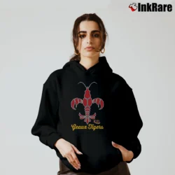 Women’s LSU Tigers Crawfish Fleur De Lis Graphic Cozy Hoodie in black | Warm, Structured, Stylish