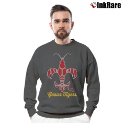 Men’s LSU Tigers Crawfish Fleur De Lis Graphic Crewneck Sweatshirt in charcoal | Cozy Fabric, Clean Style