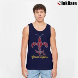 Men’s LSU Tigers Crawfish Fleur De Lis Graphic Tank Top in navy | Breathable, Active-Friendly Design