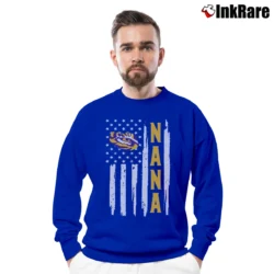 Men’s LSU Tigers Flag Graphic Nana Fan Crewneck Sweatshirt in royal blue | Cozy Fabric, Clean Style
