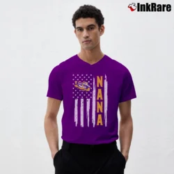 Men’s LSU Tigers Flag Graphic Nana Fan V-Neck Tee in purple | Sharp, Breathable, Everyday Staple