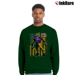 Men’s LSU Tigers Flag Mascot Graphic Crewneck Sweatshirt in forest green | Cozy Fabric, Clean Style
