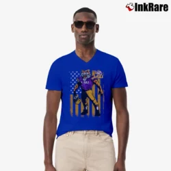 Men’s LSU Tigers Flag Mascot Graphic V-Neck Tee in royal blue | Sharp, Breathable, Everyday Staple