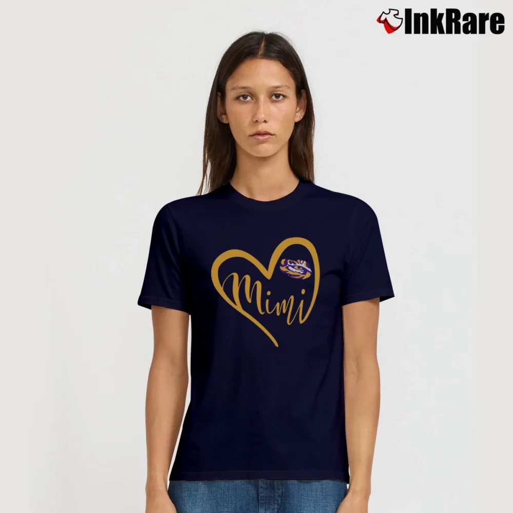 Women’s LSU Tigers Heart Grandma Mimi Signature T-Shirt in navy | Soft, Flattering Fit