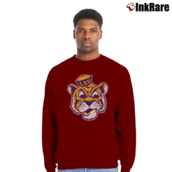 Men’s LSU Tigers Mascot School Logo Retro Crewneck Sweatshirt in maroon | Cozy Fabric, Clean Style