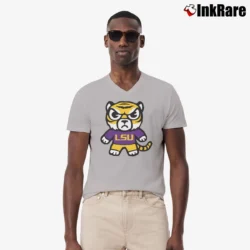Men’s LSU Tigers Tokyodachi Purple Graphic V-Neck Tee in sport grey | Sharp, Breathable, Everyday Staple