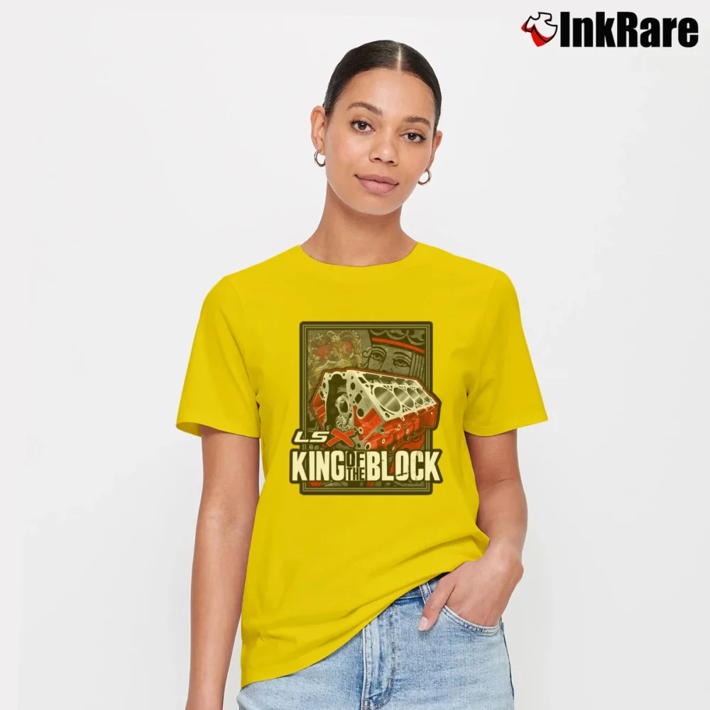 Women’s Lsx King Of The Block Chevy Racing Signature T-Shirt in yellow | Soft, Flattering Fit