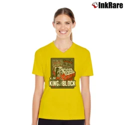 Women’s Lsx King Of The Block Chevy Racing V-Neck Tee in yellow | Chic Neckline, Soft Texture