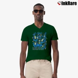 Men’s Lucario Pokemon Retro Custom Graphic V-Neck Tee in forest green | Sharp, Breathable, Everyday Staple