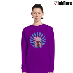 Women’s Lucky Cat Maneki Neko Long-Sleeve Top in purple | Sleek, Versatile, All-Season