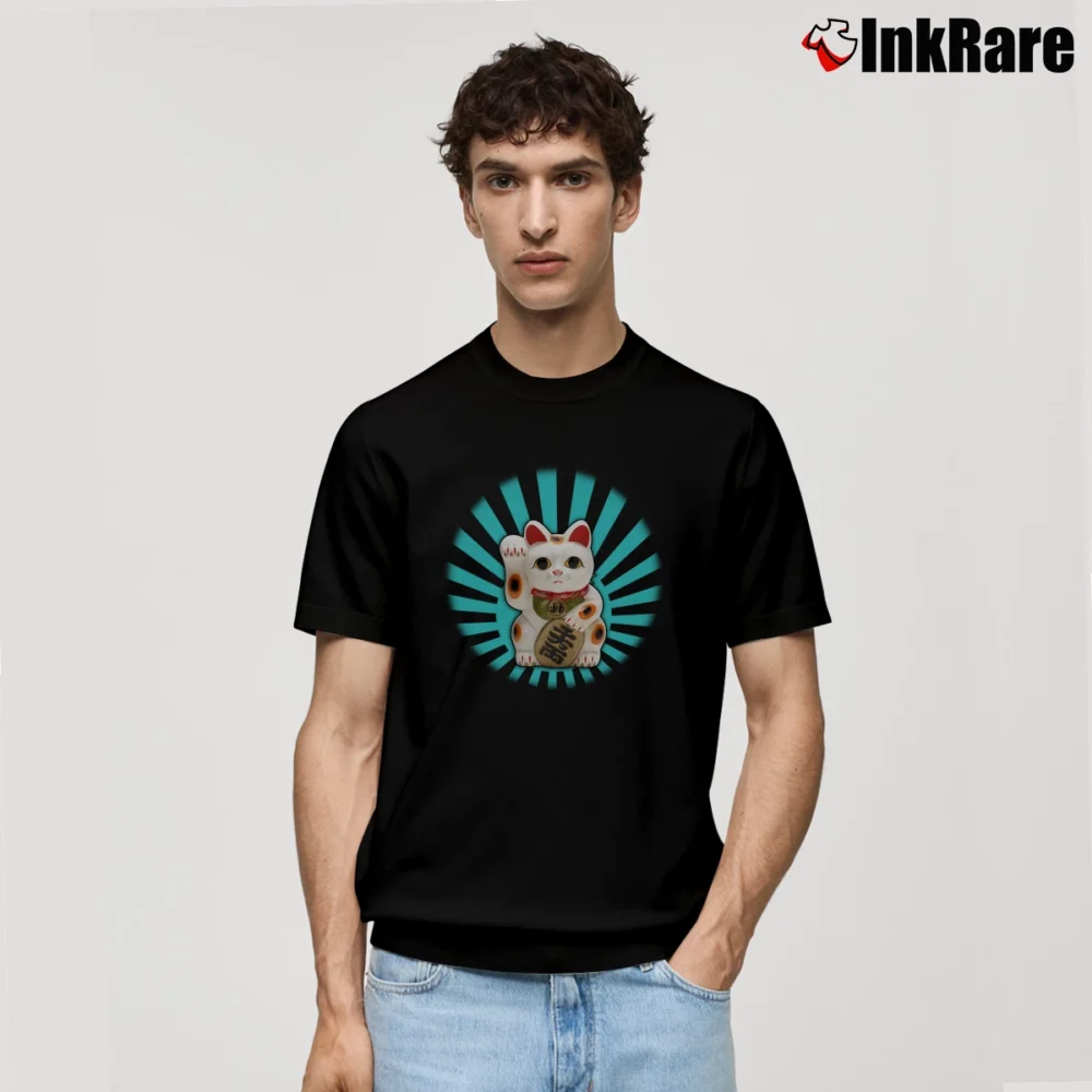 Men’s Lucky Cat Maneki Neko Classic T-Shirt in black | Soft, Breathable Everyday Wear