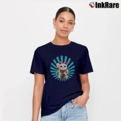 Women’s Lucky Cat Maneki Neko Signature T-Shirt in navy | Soft, Flattering Fit