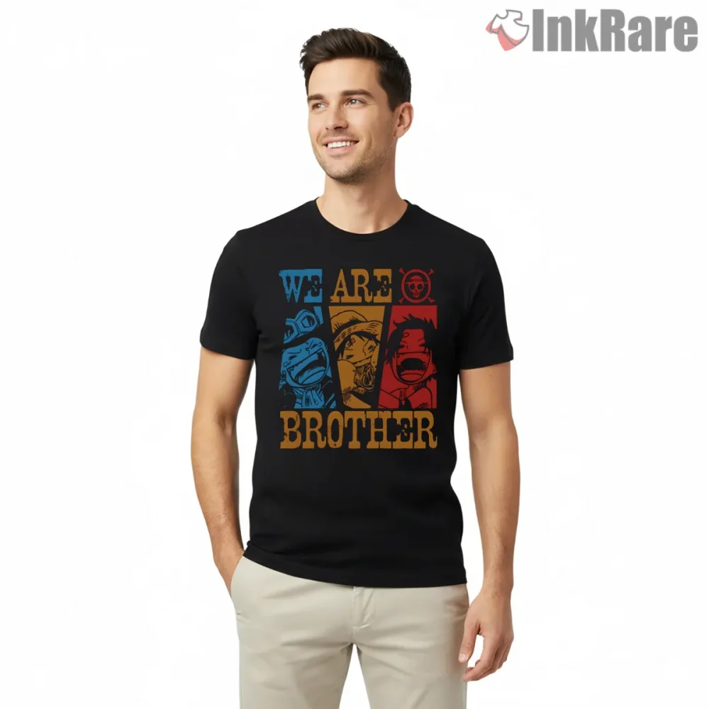 Luffy Ace Sabo Brotherhood Legacy Anime Shirt on black short sleeve shirt for men graphic tee