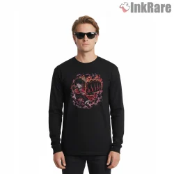 Luffy Gear Fourth Flaming Red Hawk Anime Shirt on black long sleeve shirt for men graphic tee