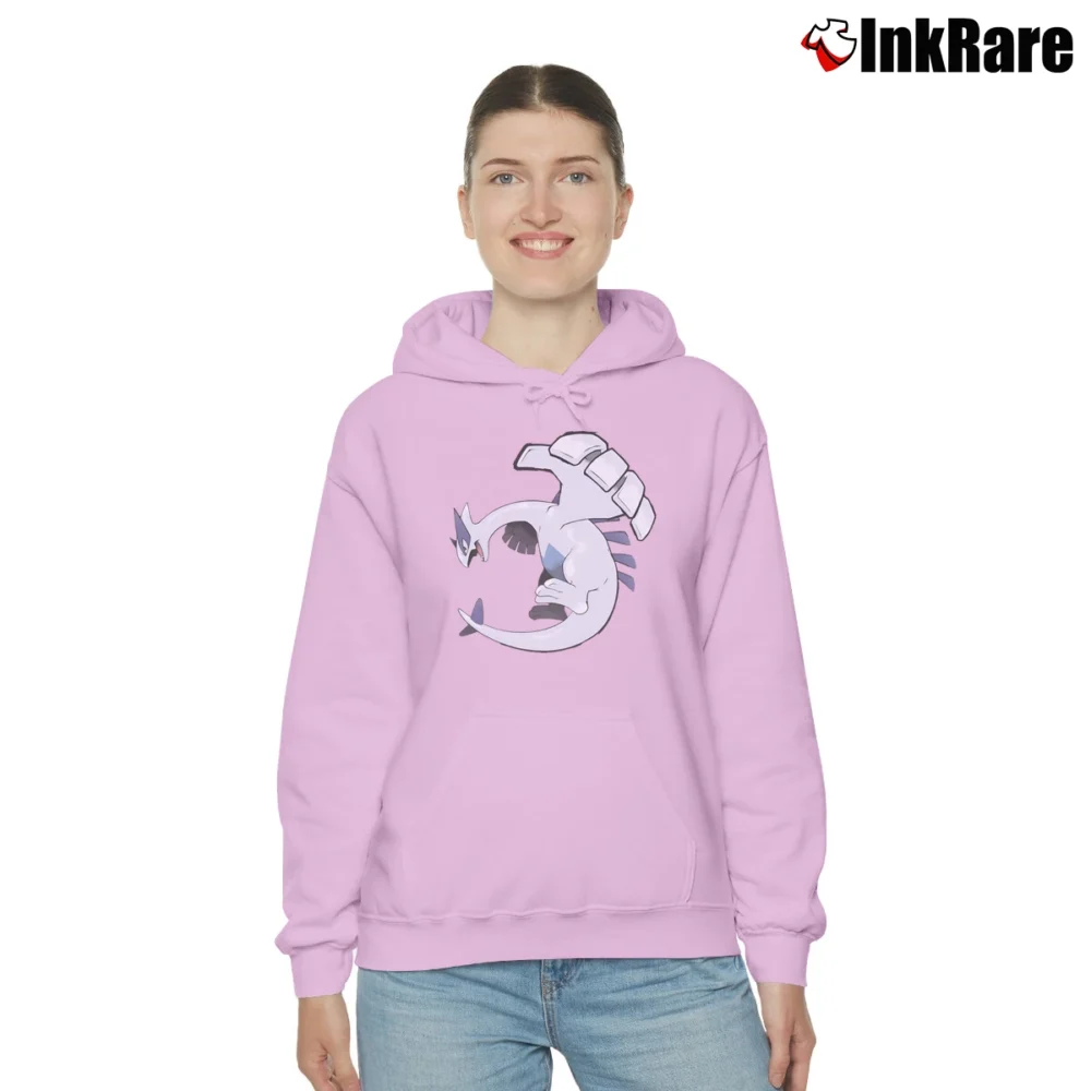Women’s Lugia Pokemon Retro Custom Graphic Cozy Hoodie in light pink | Warm, Structured, Stylish