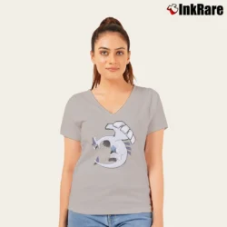 Women’s Lugia Pokemon Retro Custom Graphic V-Neck Tee in sport grey | Chic Neckline, Soft Texture
