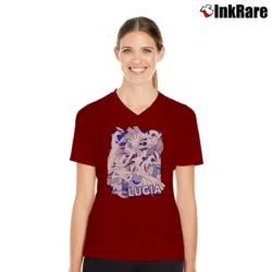 Women’s Lugia Pokemon Retro Limited Edition V-Neck Tee in maroon | Chic Neckline, Soft Texture