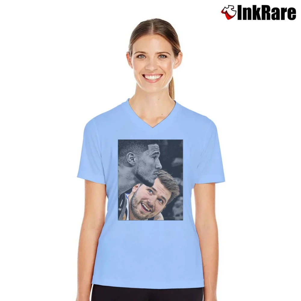 Women’s Luka Doncic V-Neck Tee in light blue | Chic Neckline, Soft Texture