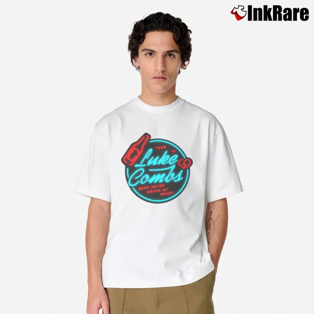 Men’s Luke Combs Beer Never Broke My Heart Tour Classic T-Shirt in white | Soft, Breathable Everyday Wear