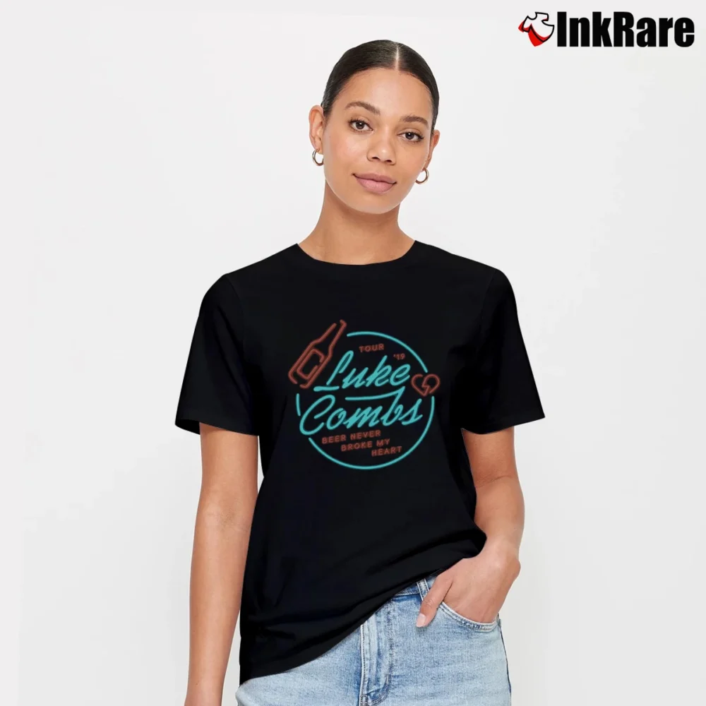 Women’s Luke Combs Neon Country Music Tour Signature T-Shirt in black | Soft, Flattering Fit