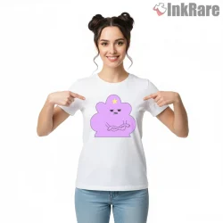 Lumpy Space Princess Unhappy Expression Cartoon Shirt on white short sleeve shirt for women graphic tee