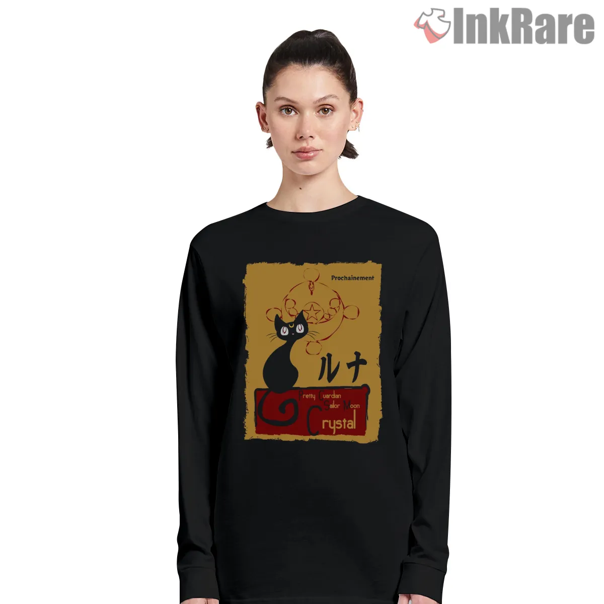 Luna Noir Crystal Symbol Anime Long Sleeve Black Luna Noir Crystal Symbol Anime Shirt on black long sleeve shirt for women graphic tee