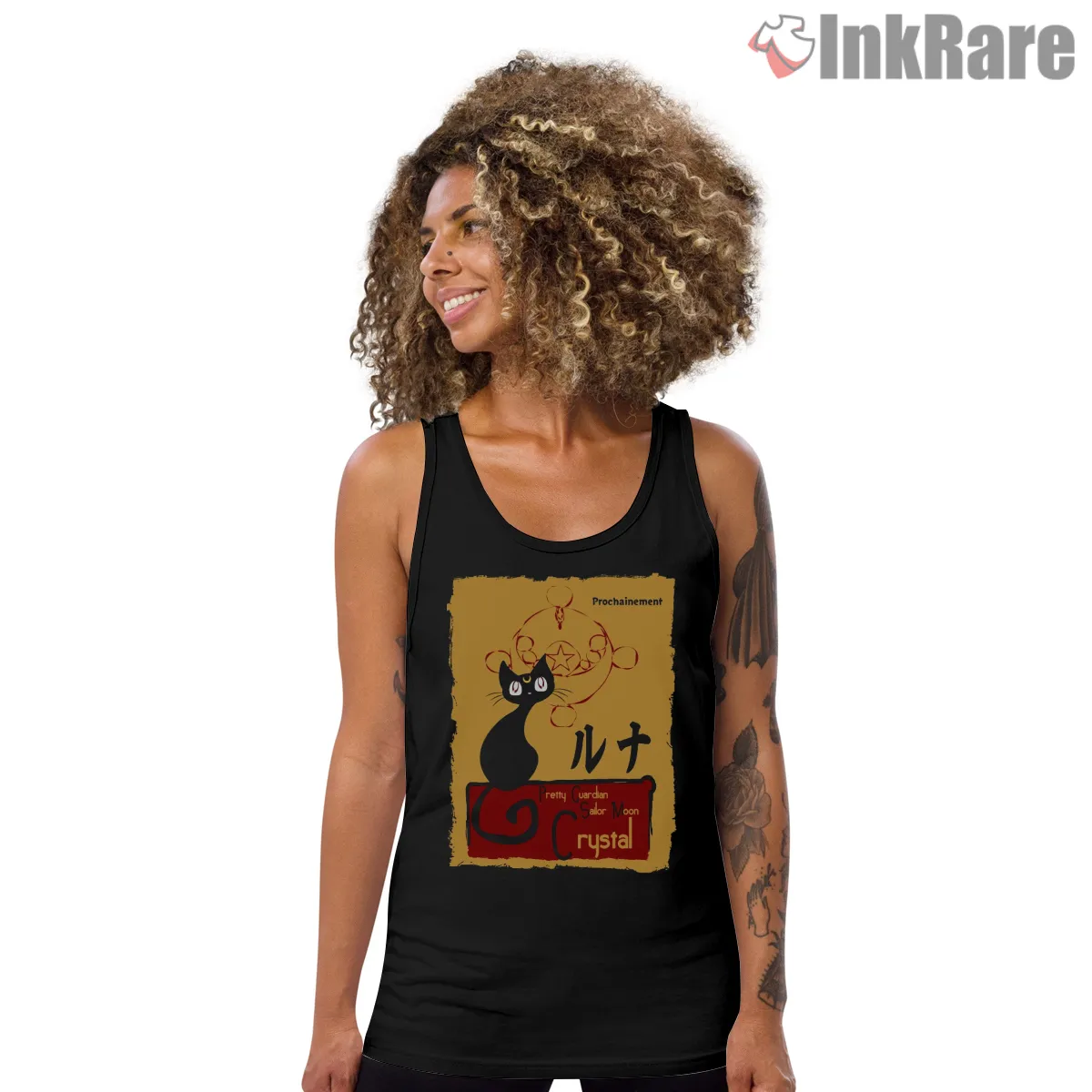 Luna Noir Crystal Symbol Anime Tank Top Black Luna Noir Crystal Symbol Anime Shirt on black tank top for women graphic tee
