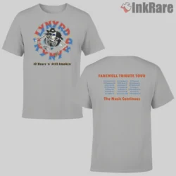 Lynyrd Skynyrd 10 Years Still Smokin Shirt two sided front and back on sport grey