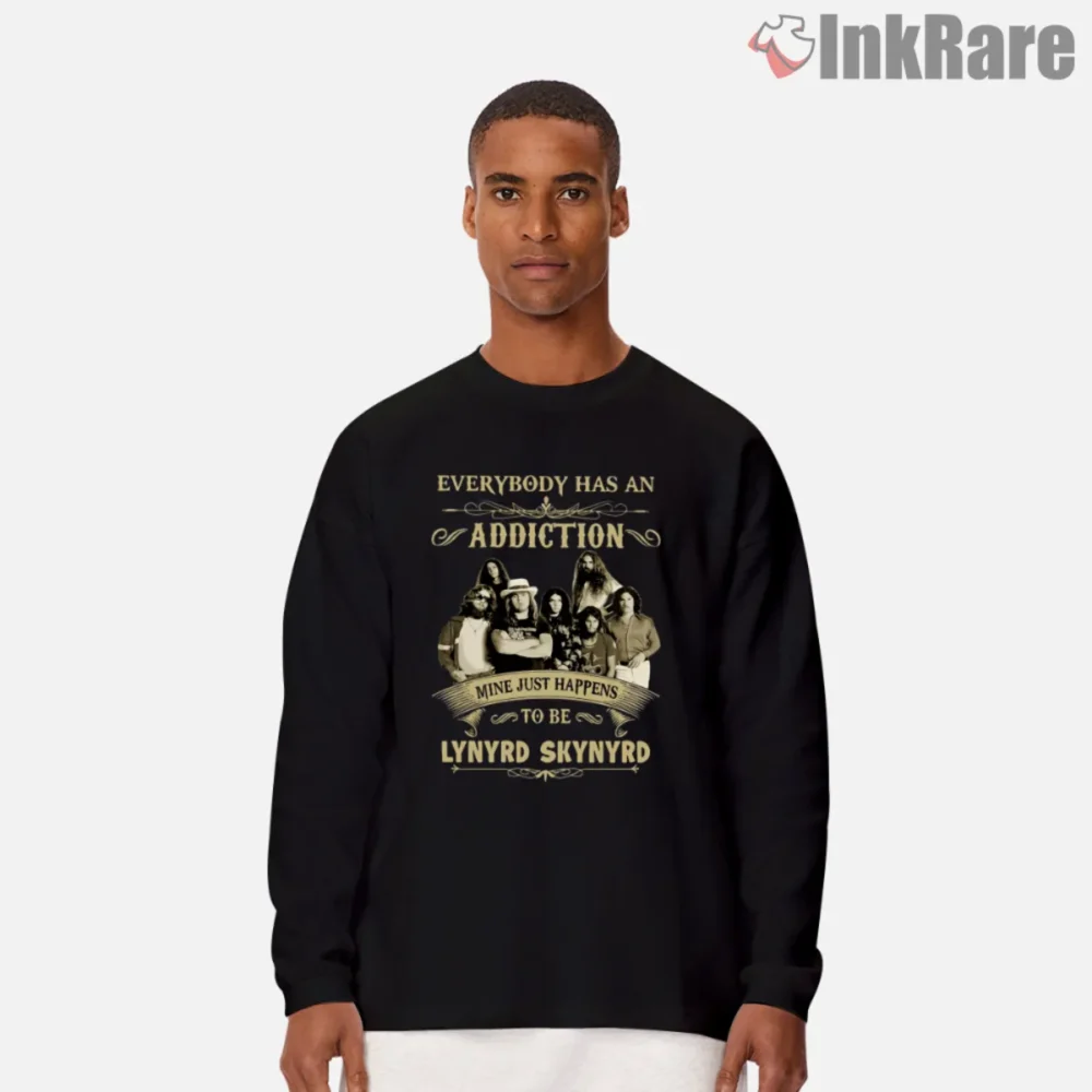 Men long sleeve with Lynyrd Skynyrd addiction quote graphic