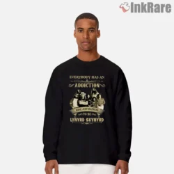 Men long sleeve with Lynyrd Skynyrd addiction quote graphic