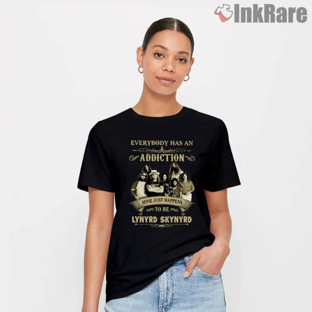 Lynyrd Skynyrd Addiction Shirt with vintage band photo and ornate quote