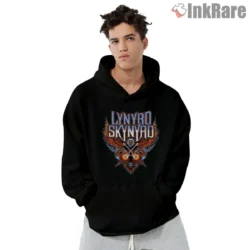 Hoodie with eagle crest and crossed guitars artwork