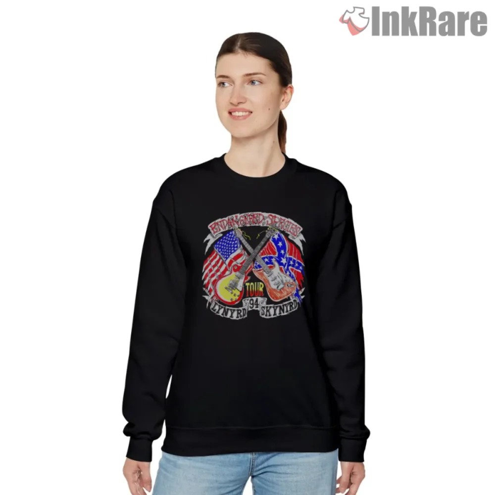Lynyrd Skynyrd Endangered Species Shirt with crossing guitars and twin flags