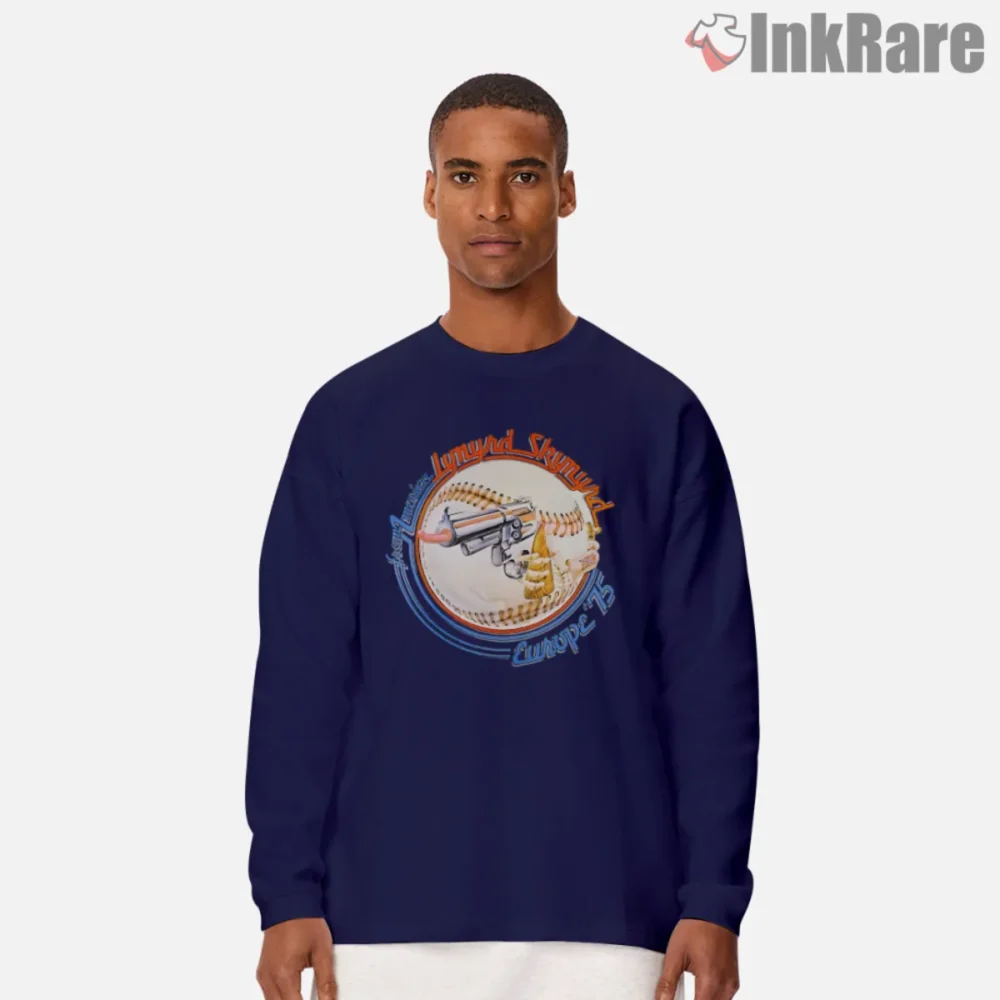 Men long sleeve navy with vintage tour graphic