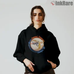 Women hoodie black with vintage circle graphic