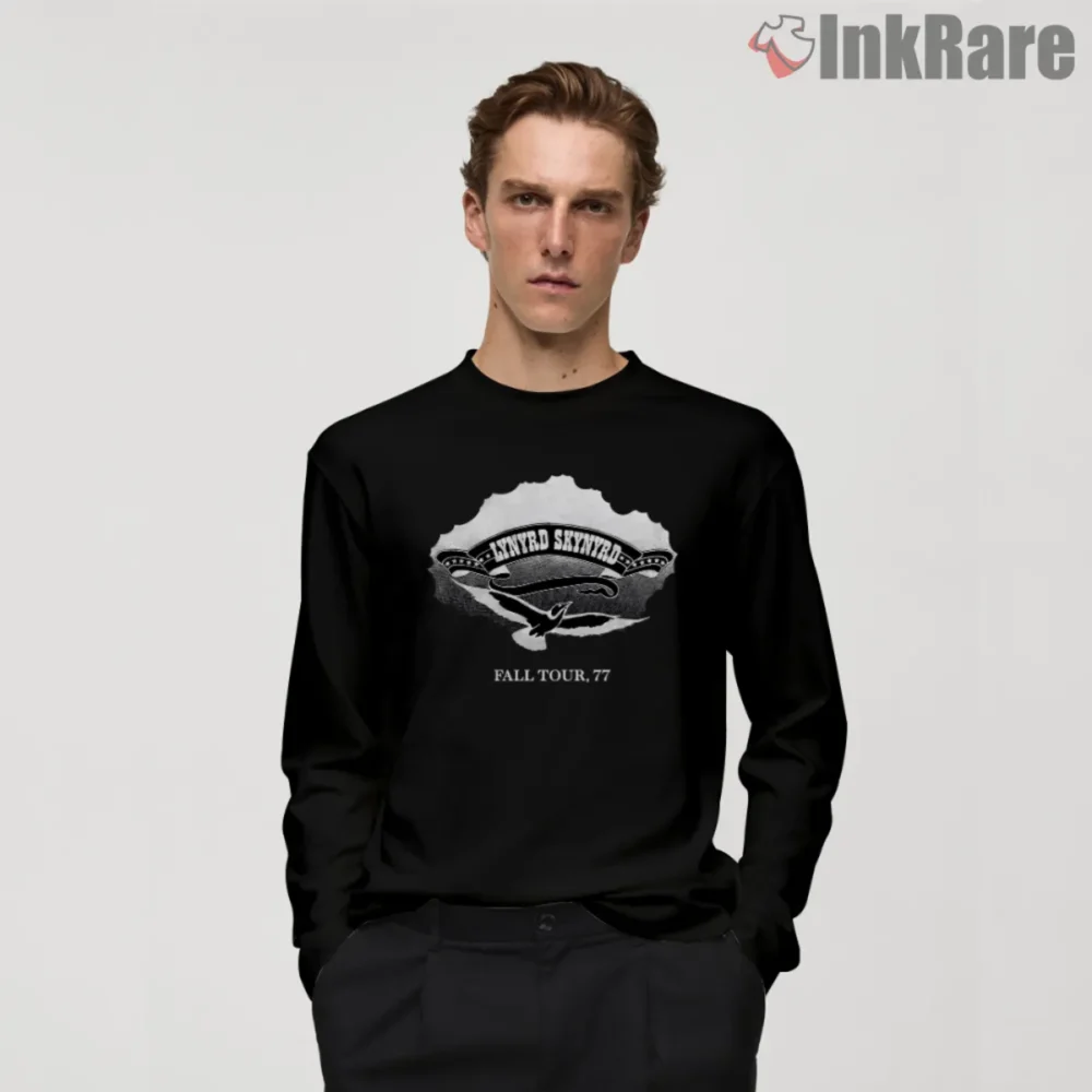 Men long sleeve black with fall tour seagull design