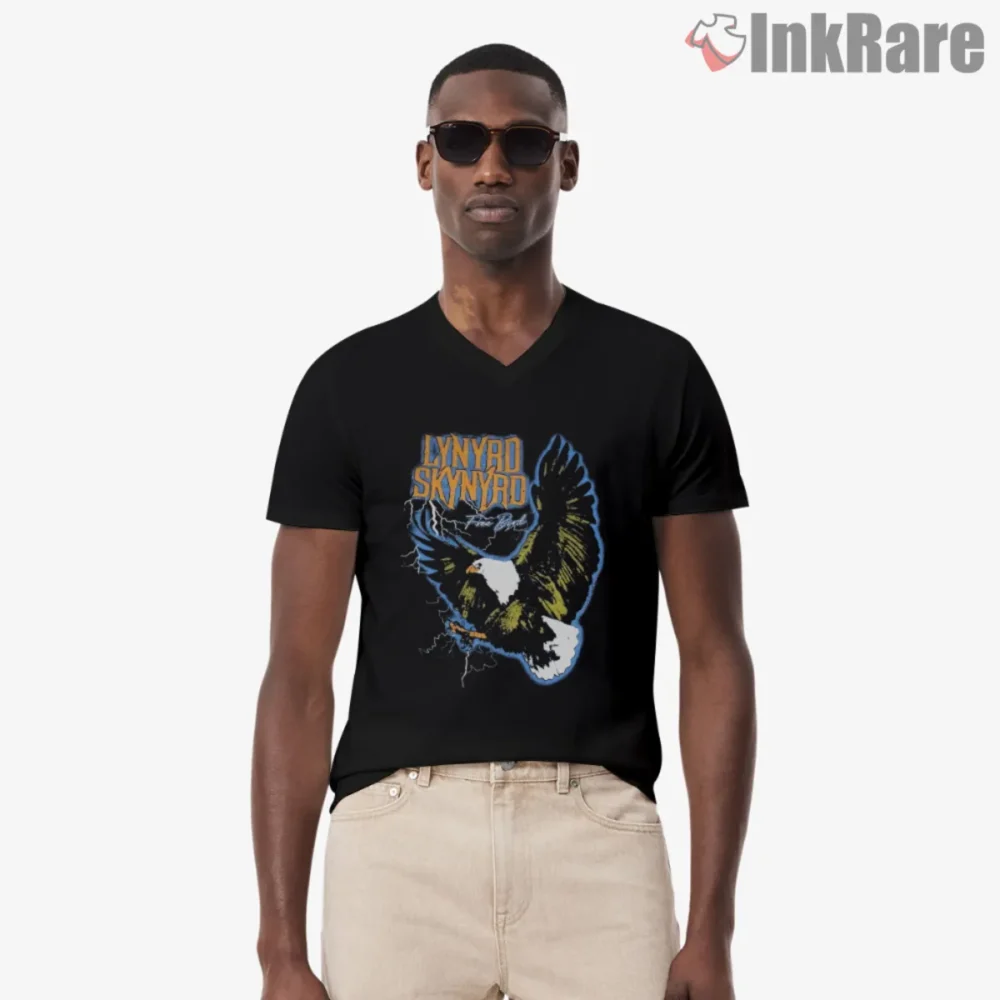 Lynyrd Skynyrd Free Bird Eagle Shirt with lightning and soaring eagle on black