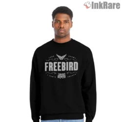 Sweatshirt with bold Freebird type and flourishes