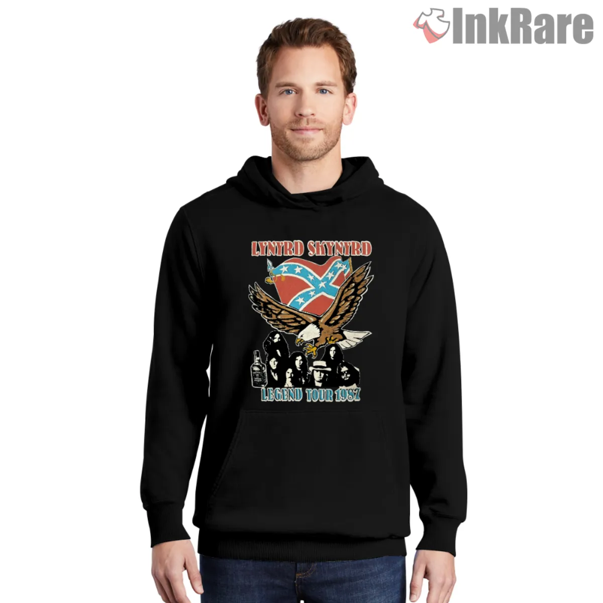 Legend Tour 1987 Hoodie Black Black hoodie featuring distressed eagle Legend Tour 1987 print