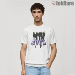 Lynyrd Skynyrd Purple Logo Shirt with band lineup over bold purple wordmark