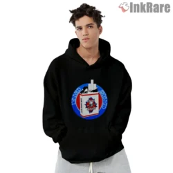 Hoodie front view with Smokes cigarette pack artwork