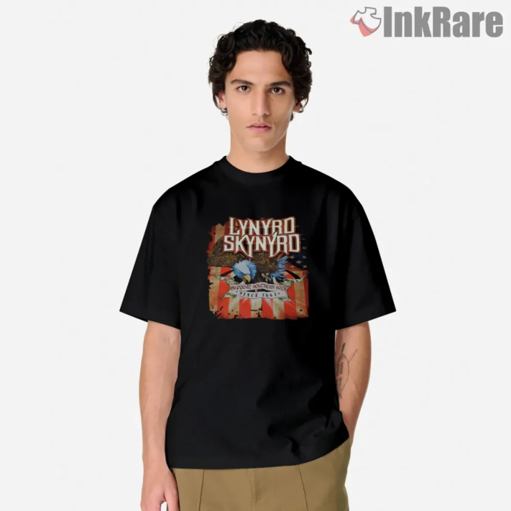 Lynyrd Skynyrd Support Southern Rock Shirt with eagle crest and since 1964 ribbon