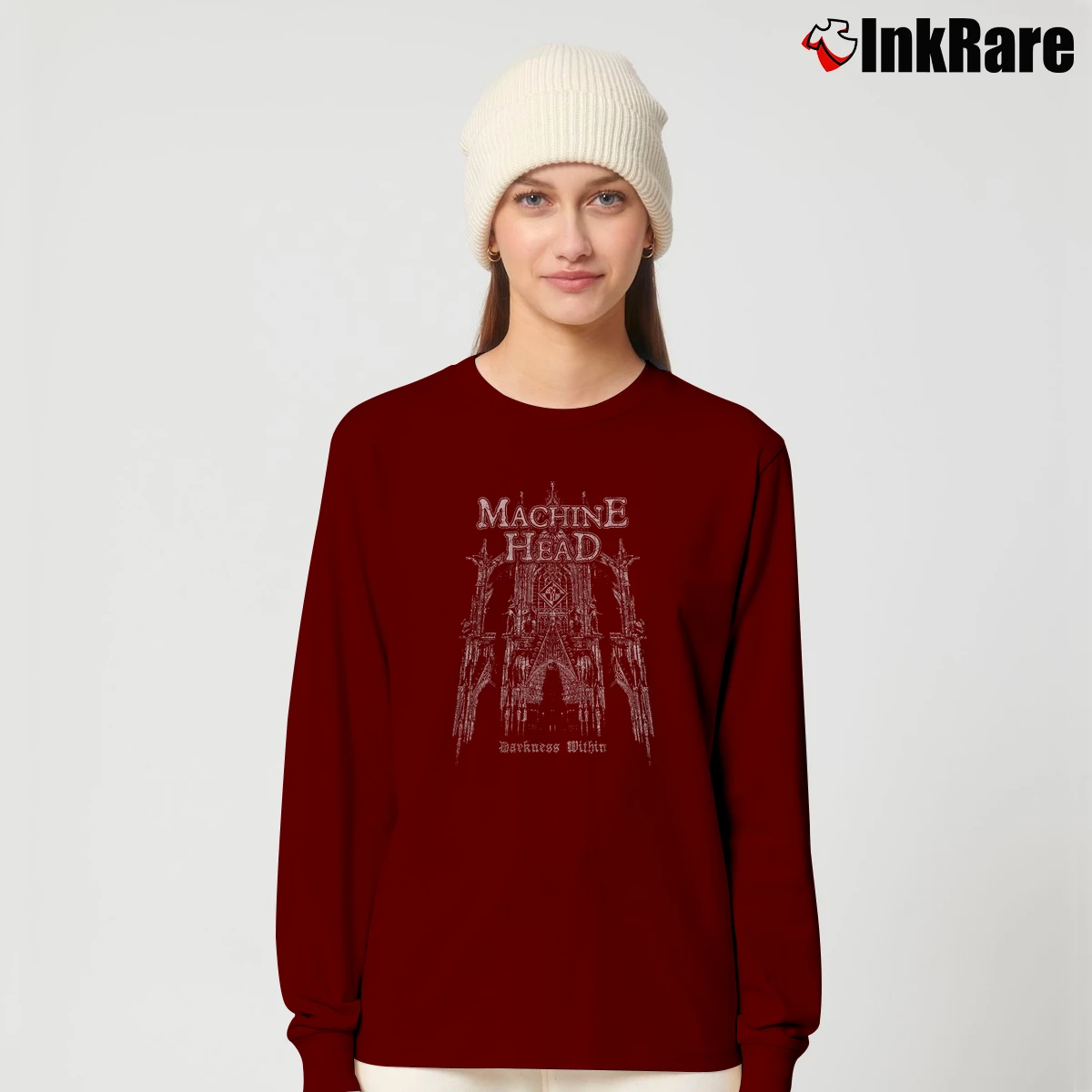 Women’s Machine Head Darkness Within Long-Sleeve Top in maroon | Sleek, Versatile, All-Season