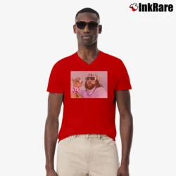Men’s Macho Man Cream Of The Crop V-Neck Tee in red | Sharp, Breathable, Everyday Staple