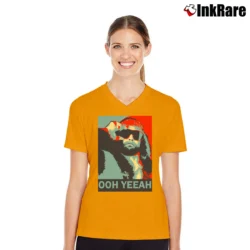 Women’s Macho Man Randy Savage Ooh Yeea V-Neck Tee in orange | Chic Neckline, Soft Texture