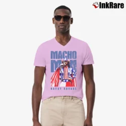 Men’s Macho Man Randy Savage V-Neck Tee in light pink | Sharp, Breathable, Everyday Staple