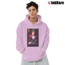 Men’s Mad Hatter Alice In Wonderland Johnny Depp Movie Pullover Hoodie in light pink | Cozy, Durable, Modern Fit