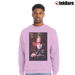 Men’s Mad Hatter Alice In Wonderland Johnny Depp Movie Crewneck Sweatshirt in light pink | Cozy Fabric, Clean Style
