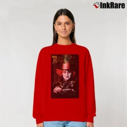 Women’s Mad Hatter Alice In Wonderland Johnny Depp Movie Relaxed Sweatshirt in red | Soft, Laid-Back Vibe